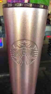 NEW! Starbucks Rose Gold Glitter 24oz Stainless Cold Cup 2018 QLT1 O18 - Sold on eBay Nov, 23rd 2018 for $29.99
