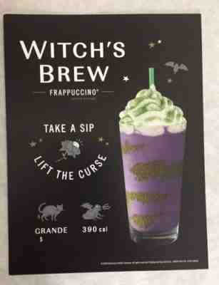 Starbucks Witch’s Brew Frappuccino Store Display Sign Advertising Halloween 2018 - Sold on eBay Nov, 22nd 2018 for $4.00