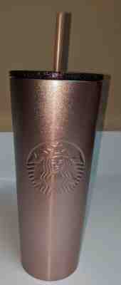 2018 Starbucks Rose Gold Pink Glitter Cold Cup Tumbler 26oz Venti  - Sold on eBay Nov, 22nd 2018 for $23.00
