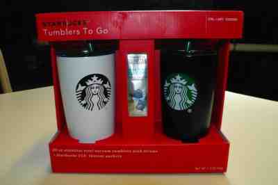 NEW 2 Pk Starbucks 2017 Stainless Steel 20 Oz Tumblers to Go Set Limited Edition - Sold on eBay Nov, 23rd 2018 for $26.94