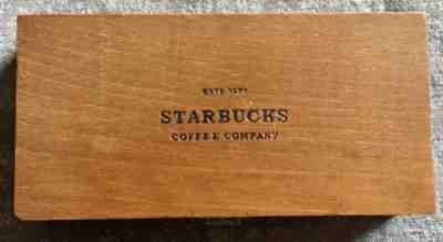 RARE STARBUCKS COFFEE COMPANY EST 1971 VINTAGE WOOD TRINKET BOX WOODEN HINGED