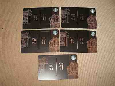 5 STARBUCKS SEATTLE 1971 - MILANO - FALL 2018 BROWN & GOLD GIFT CARD Lot New!  - Sold on eBay Sep, 18th 2018 for $4.25