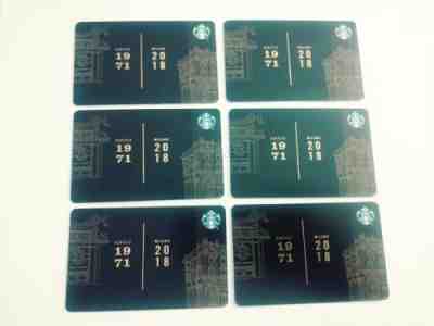 6 STARBUCKS SEATTLE 1971 - MILANO - FALL 2018 BROWN & GOLD GIFT CARD Lot New!  - Sold on eBay Sep, 18th 2018 for $6.00