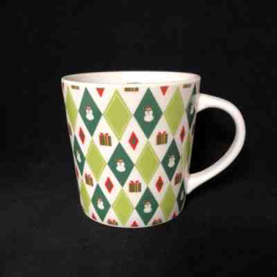 2003 Starbucks Happy Holiday Barista Coffee Mug Cup Red Green Snowman Diamond  - Sold on eBay Nov, 24th 2018 for $9.99