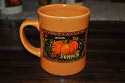 2003 Starbucks Barista "Golden Pumpkin" fall label heavy coffee cup mug ORANGE  - Sold on eBay Oct, 2nd 2018 for $20.00