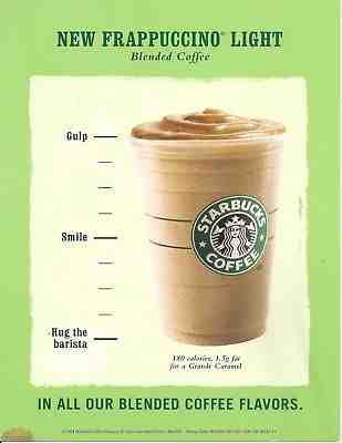 Vintage/Retired Starbucks Instore Signage 2004 New Frappuccino Light-Coffee - Sold on eBay Nov, 24th 2018 for $4.99