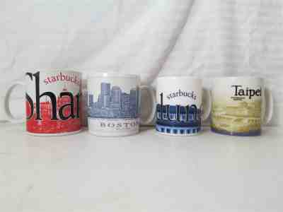 Lot of 4 Starbucks Cups Shanghai, Bandung, Taipei & Boston 2004 2006 2010  - Sold on eBay Nov, 10th 2018 for $10.50