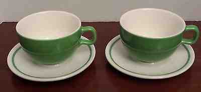 STARBUCKS AT HOME COLLECTION 2004 GREEN WHITE COFFEE CAPPUCCINO 2 CUPS SAUCERS - Sold on eBay Nov, 10th 2018 for $13.00