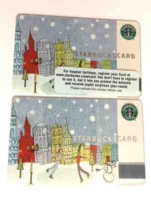 RARE 2 STARBUCKS Card 2005 Christmas City Skating US VERSION NEW - Sold on eBay Nov, 10th 2018 for $9.99