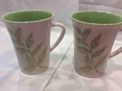 2 Starbucks 2005 Green Leaf Tazo  12 Ounce Coffee Tea Cup - Sold on eBay Nov, 9th 2018 for $22.99