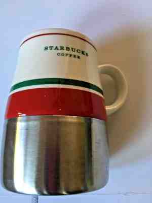 STARBUCKS 2006 Coffee Cup Mug Red Green Rare Metal Ceramic Rubber Bottom 024-07 - Sold on eBay Nov, 24th 2018 for $13.00
