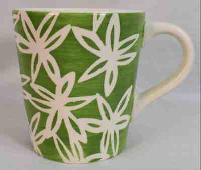 2008 Starbucks Green Floral Coffee Mug 16oz.