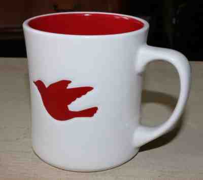 2008 STARBUCKS COFFEE mug Holiday Christmas red embossed dove PEACE  cup - Sold on eBay Nov, 24th 2018 for $12.99