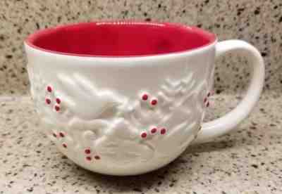 Starbucks 2008 Christmas Coffee Mug Cup Embossed Doves Holly Berries  - Sold on eBay Nov, 24th 2018 for $10.00