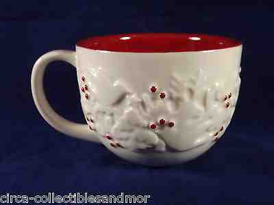 Starbucks Coffee Mug Cup Christmas 2008 Holly Berries Doves Trees Red White Nice - Sold on eBay Nov, 24th 2018 for $20.61
