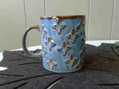 Starbucks 2008 Blue Brown Embossed 3D Flowers Ceramic Mug Cup 16 oz Rare - Sold on eBay Nov, 23rd 2018 for $25.00