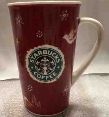 2008 STARBUCKS COFFEE HOLIDAY TALL RED CHRISTMAS ???? SNOWFLAKES ?? MUG - Sold on eBay Nov, 23rd 2018 for $4.99