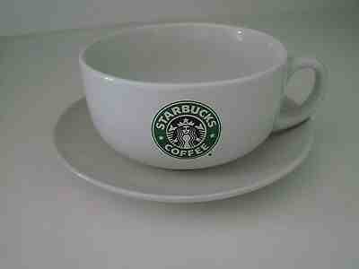 large Starbucks cup and saucer  white  18 oz.    2008  - Sold on eBay Nov, 16th 2018 for $8.99