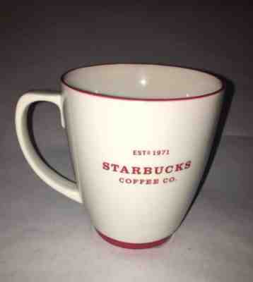 Starbucks Classic Coffee Co Big White Abbey Mug Red Rim 2008 Large 16 Oz, - Sold on eBay Nov, 6th 2018 for $20.00