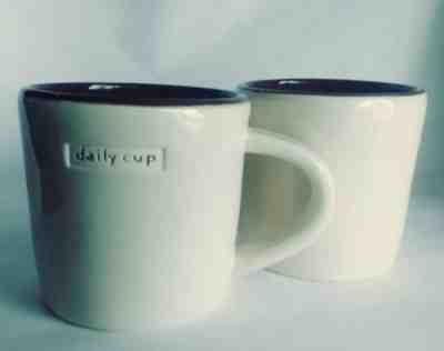 Starbucks Lot of 2 Daily Cup Beige Tan 2009 12 oz Ivory Brown Big Handle - Sold on eBay Nov, 5th 2018 for $15.30