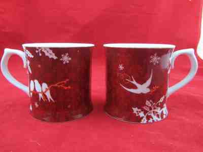2 Starbucks Coffee Mugs Holiday Christmas 2010 Rosanna Red White Doves - Sold on eBay Nov, 24th 2018 for $12.95