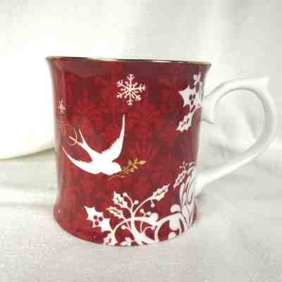 STARBUCKS 2010 Mug by ROSANNA Doves Birds Peace Holiday Christmas Red With Gold - Sold on eBay Nov, 24th 2018 for $13.34