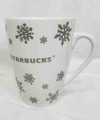Starbucks Coffee Mug White With Gray Silver Snowflakes Winter 2010 Cup - Sold on eBay Nov, 24th 2018 for $18.99