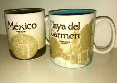 2011 Starbucks Mexico + Playa del Carmen Ceramic 16 Oz Mugs New with Labels - Sold on eBay Nov, 24th 2018 for $19.00