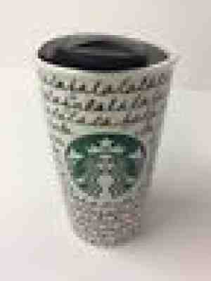 Starbucks Fa La La Holiday 2011 Travel Tumbler Ceramic Mug 12 oz Cup Falala EUC - Sold on eBay Nov, 22nd 2018 for $14.99