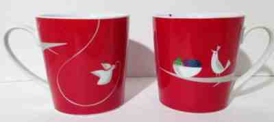 STARBUCKS 2011 Red Holiday Christmas Partridge Pair 16oz Coffee Mug Cup SET - Sold on eBay Nov, 10th 2018 for $21.99