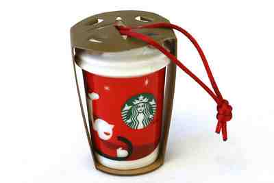 Starbucks Coffee Cup Ornament Holiday 2011 Ceramic Porcelain Coffee Cup - Sold on eBay Nov, 9th 2018 for $7.50