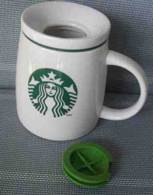 STARBUCKS 2011 16 OZ SIREN TRAVEL MUG UNUSUAL CERAMIC TWIST TOP RUBBER STOPPER - Sold on eBay Nov, 8th 2018 for $20.00