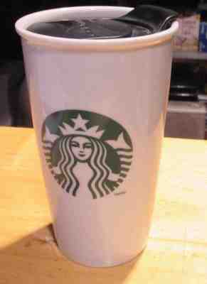 STARBUCKS 2011 CERAMIC 12OZ TRAVEL COFFEE MUG EXCELLENT - Sold on eBay Nov, 8th 2018 for $7.60