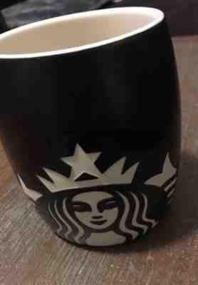 STARBUCKS COFFEE 2011 Black Mug Etched Mermaid Siren Barrel Shaped - Sold on eBay Nov, 8th 2018 for $23.00
