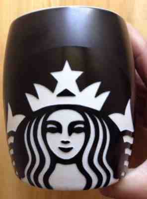 2011 STARBUCKS BARREL COFFEE MUG, BLACK with WHITE ETCHED MERMAID LOGO, NEW - Sold on eBay Nov, 8th 2018 for $27.99