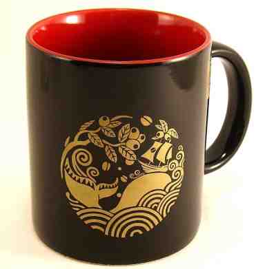 Starbucks Japan 2011 Mug Coffee Cup Black Red Gold Whale Ship  - Sold on eBay Nov, 6th 2018 for $40.00