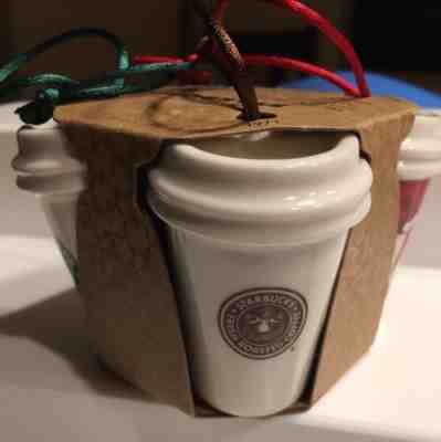 Starbucks Christmas to go Coffee cup Ornaments for tree ~ 4 pack ~ 2011 - Sold on eBay Nov, 5th 2018 for $10.99