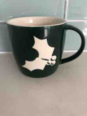 Starbucks Holiday Christmas Mug 2011 Dark Green & Embossed Holly - Sold on eBay Nov, 5th 2018 for $9.74