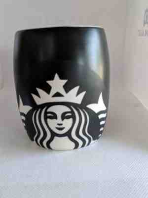 Starbucks Black Barrel Coffee Mug Etched Mermaid Logo 2011 Matte Finish Cup - Sold on eBay Nov, 5th 2018 for $24.99