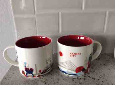  Set of 2 - Starbucks 2014 KANSAS CITY 'You Are Here' Collection  Mug Cup Lot - Sold on eBay Nov, 23rd 2018 for $38.50