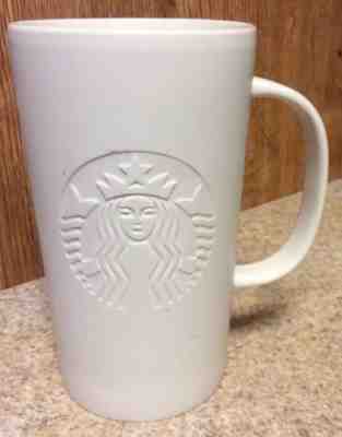 Starbucks Etched Mermaid Logo Matte White Ceramic Coffee Mug 16oz Cup 2014 - Sold on eBay Nov, 23rd 2018 for $23.86