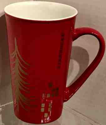 Starbucks Ceramic Mug Red w/Gold Christmas Tree ???? 2014 17.8 fl oz - NWOB - Sold on eBay Nov, 23rd 2018 for $16.99