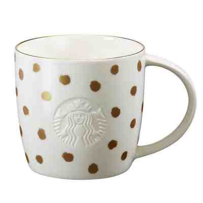 Starbucks Taiwan 2015 Holiday dot collection mug - 12oz golden dots - Sold on eBay Nov, 24th 2018 for $26.00