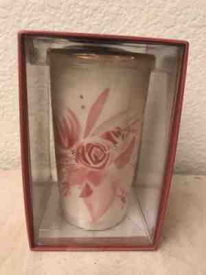 Starbucks 2015 Pink Rose Floral Ceramic Travel Tumbler Mug Lid NWT In Box RARE - Sold on eBay Nov, 23rd 2018 for $35.00