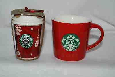 Starbucks Ceramic Ornament + 2016 Red Starbucks 3 oz Ceramic Cup - Sold on eBay Nov, 24th 2018 for $6.99