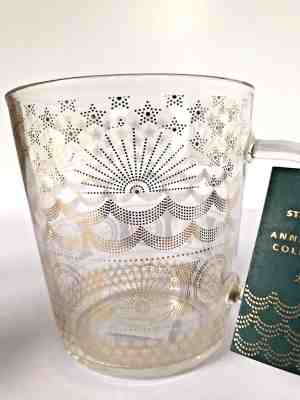 Starbucks Anniversary Collection 2017 Mug 14oz Clear Glass Gold Scales Siren - Sold on eBay Nov, 24th 2018 for $22.95