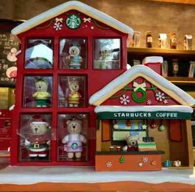 New Starbucks 2017 China Christmas Bear Keychain House Set - Sold on eBay Nov, 24th 2018 for $299.00
