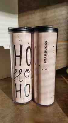 New STARBUCKS HO HO HO HOLIDAY TRAVEL HOT COLD 16oz TUMBLER Pink Cup Coffee 2017 - Sold on eBay Nov, 23rd 2018 for $13.99