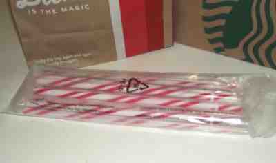 STARBUCK 2018 REUSABLE STRAW Red White 1 XMAS CANDY CANE Venti Cold Cup NEW 9.5" - Sold on eBay Nov, 24th 2018 for $5.00