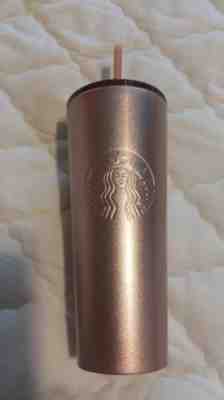 NEW- Starbucks 2018 Rose Gold Glitter Cold Cup Stainless Holiday Tumbler - Sold on eBay Nov, 24th 2018 for $24.00